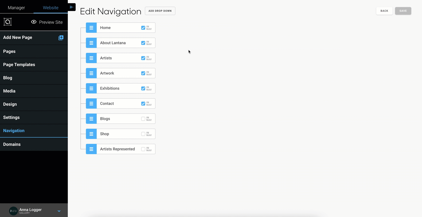 Edit your website navigation menu